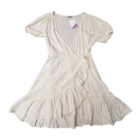 NWT Dainty Hooligan Boho Let It Play Out Cream Wrap Dress Size Small - Picture 5 of 14